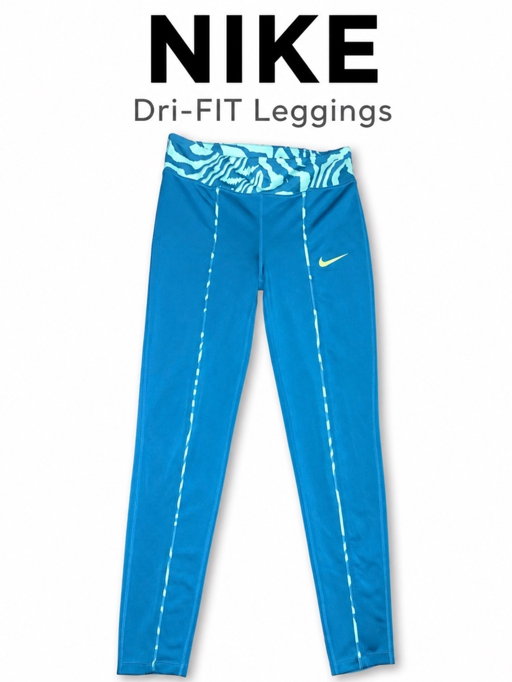 Nike Women’s XL Blue Printed Waistband Dri-FIT Full-Length Leggings